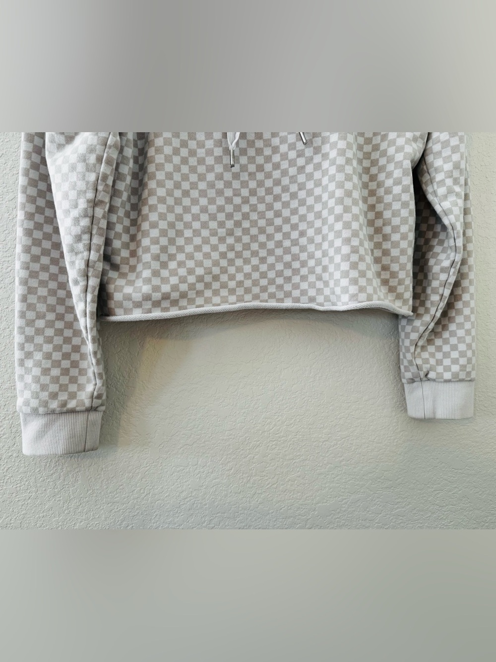 VANS x Leila Hurst Tan White Checkered Cropped Hoodie - Picture 5 of 12
